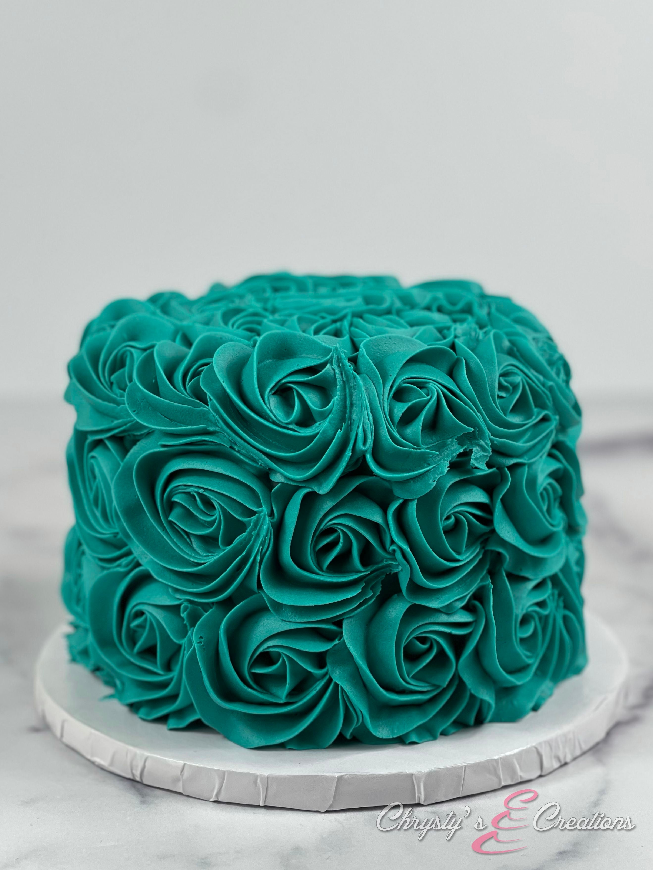 ROSETTE CREAM ART CAKE - DESIGN 46 (NEW ) DEEP BLUE THEME | CAKEINSPIRATION  SG